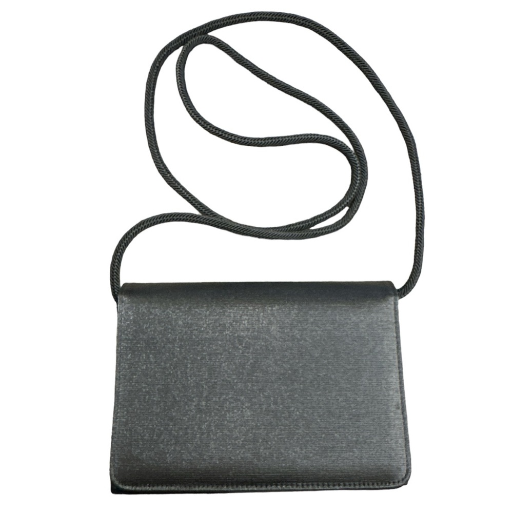 Stuart Weitzman Evening Bag Crossbody / Long Shoulder Strap Silky Dark Gray NWOT